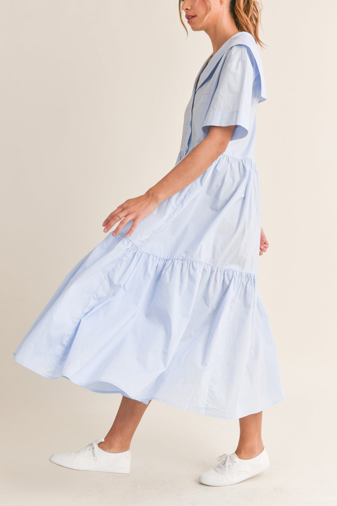 Sailor Collar Midi Dress