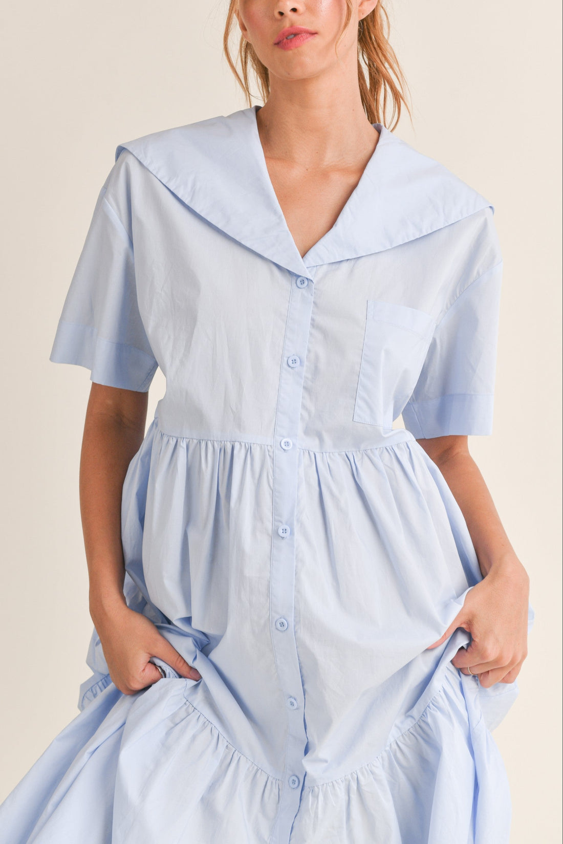Sailor Collar Midi Dress