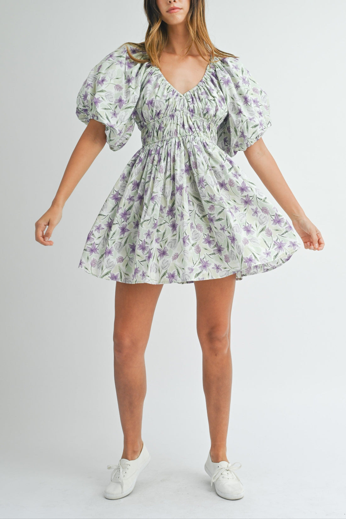 Floral Puff Sleeve Mini Dress