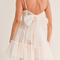 Tulle Mesh Bow Back Mini Dress