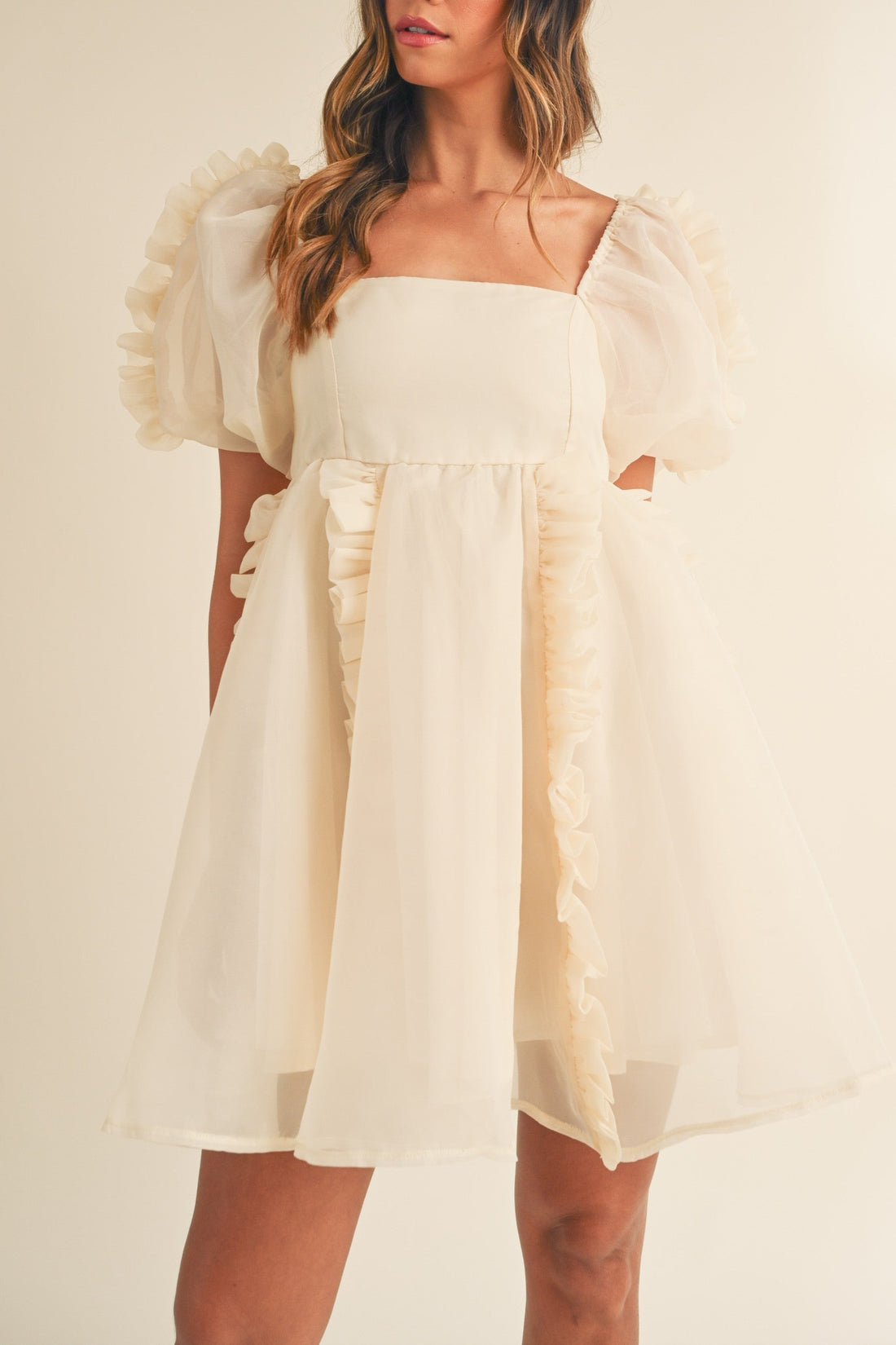 Organza Ruffle Mini Babydoll Dress