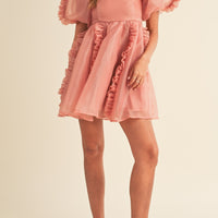 Organza Ruffle Mini Babydoll Dress
