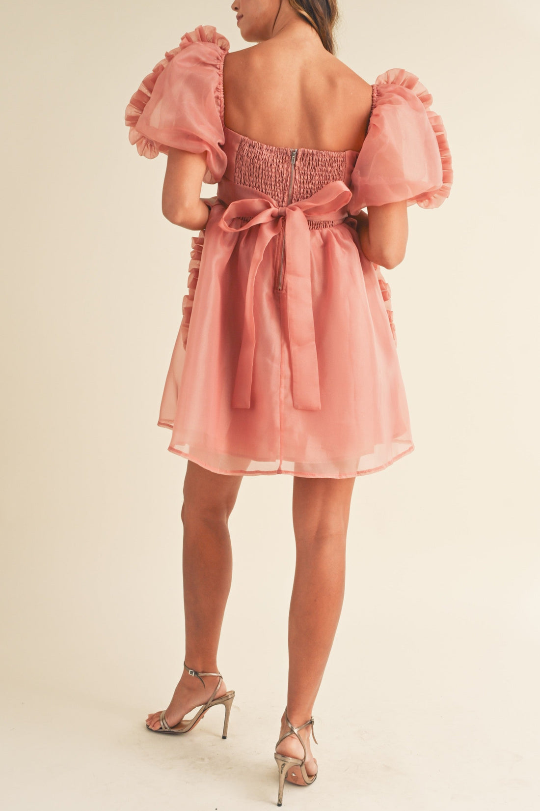 Organza Ruffle Mini Babydoll Dress