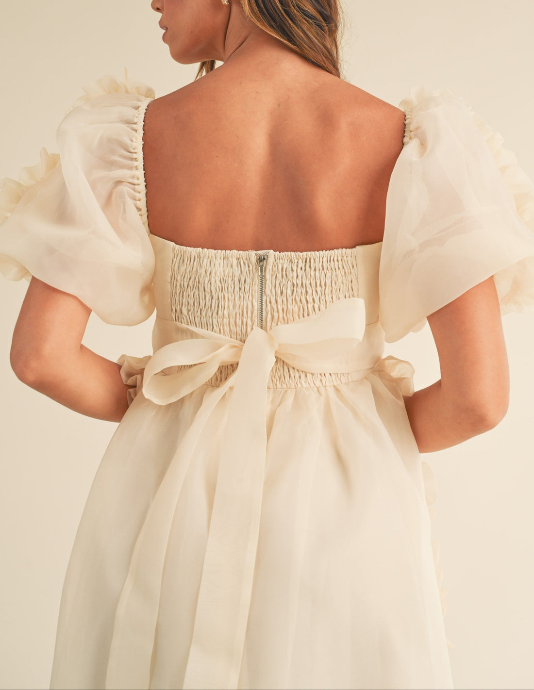 Organza Ruffle Mini Babydoll Dress