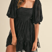 Jacquard Bow & Pearl Detail Mesh Dress