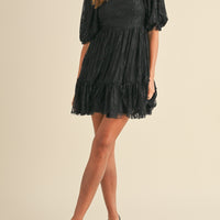 Jacquard Bow & Pearl Detail Mesh Dress