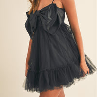 Front Bow Babydoll Mini Dress