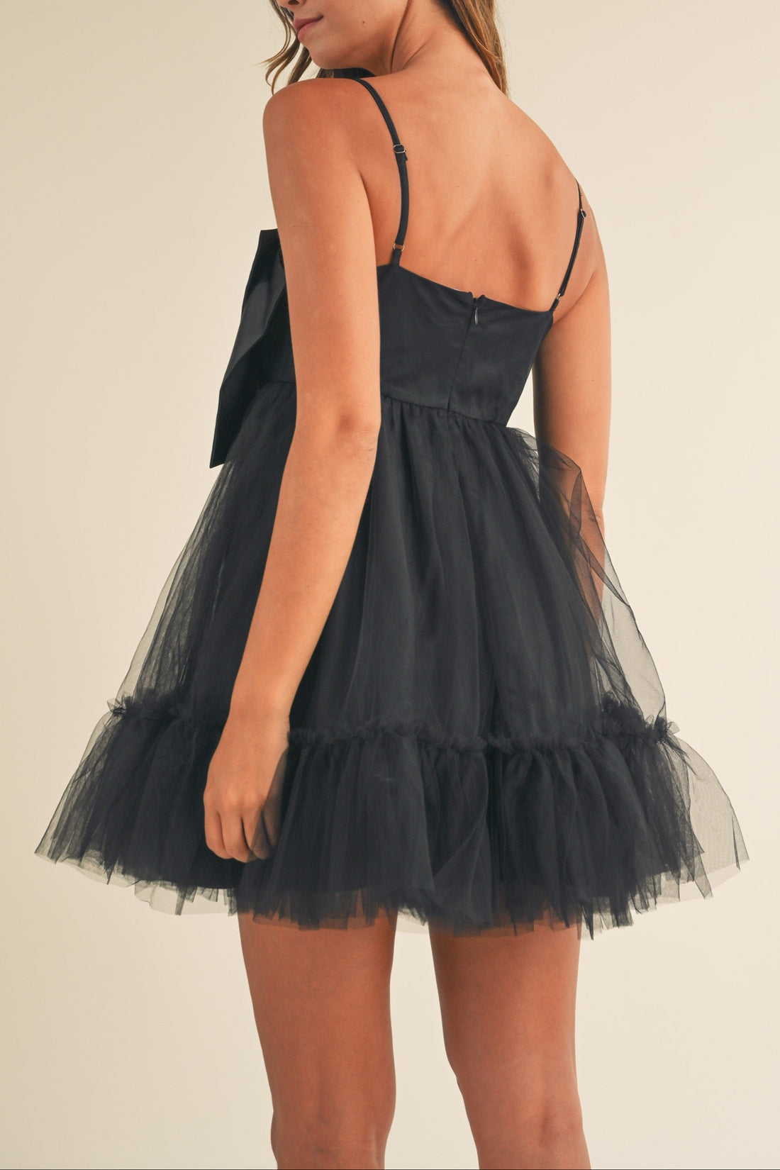 Front Bow Babydoll Mini Dress