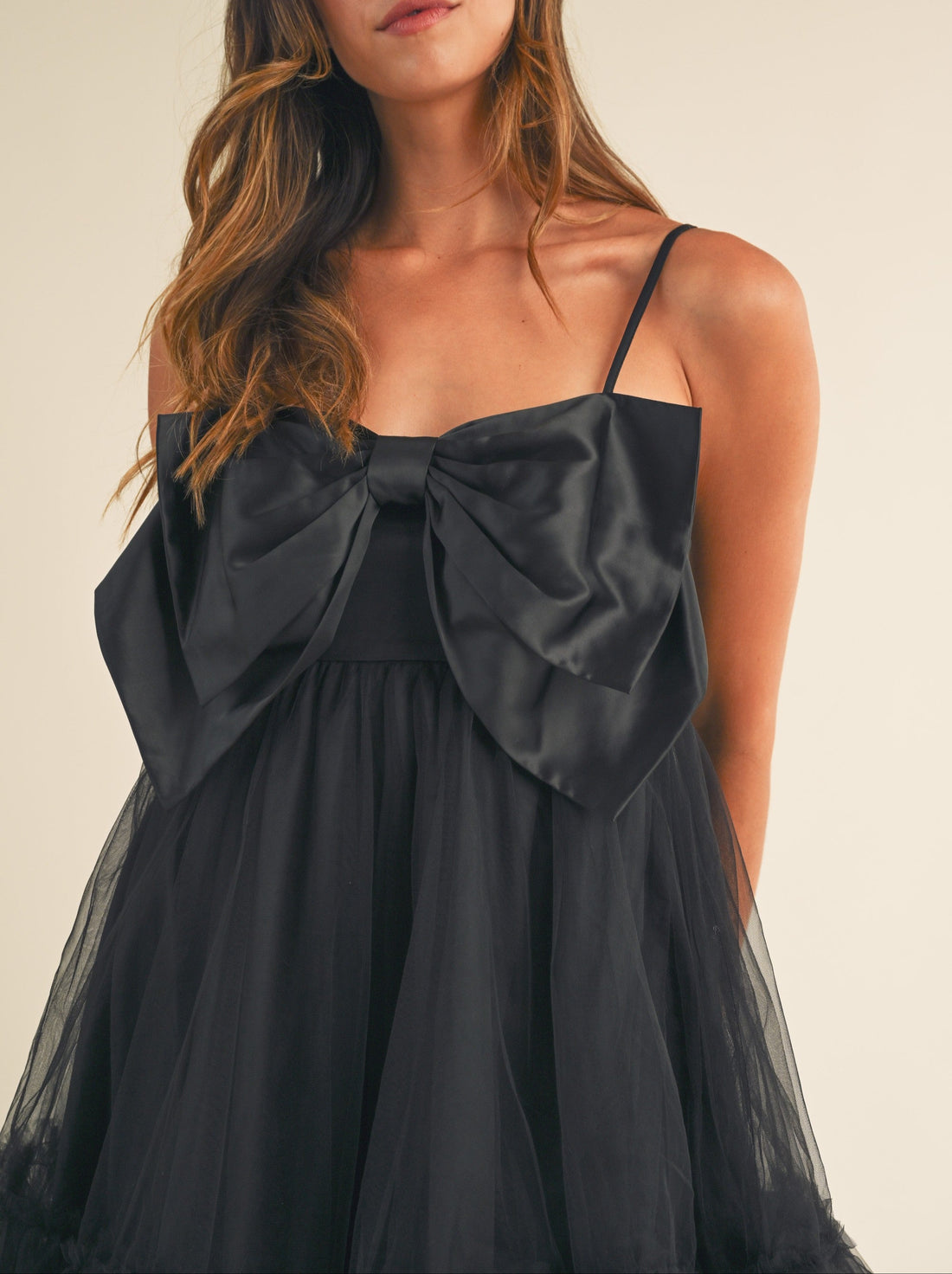 Front Bow Babydoll Mini Dress