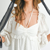 White Eyelet Lace Midi Dress