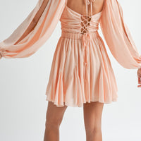 Back Lace Up Ruffle Mini Dress