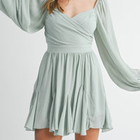 Back Lace Up Ruffle Mini Dress