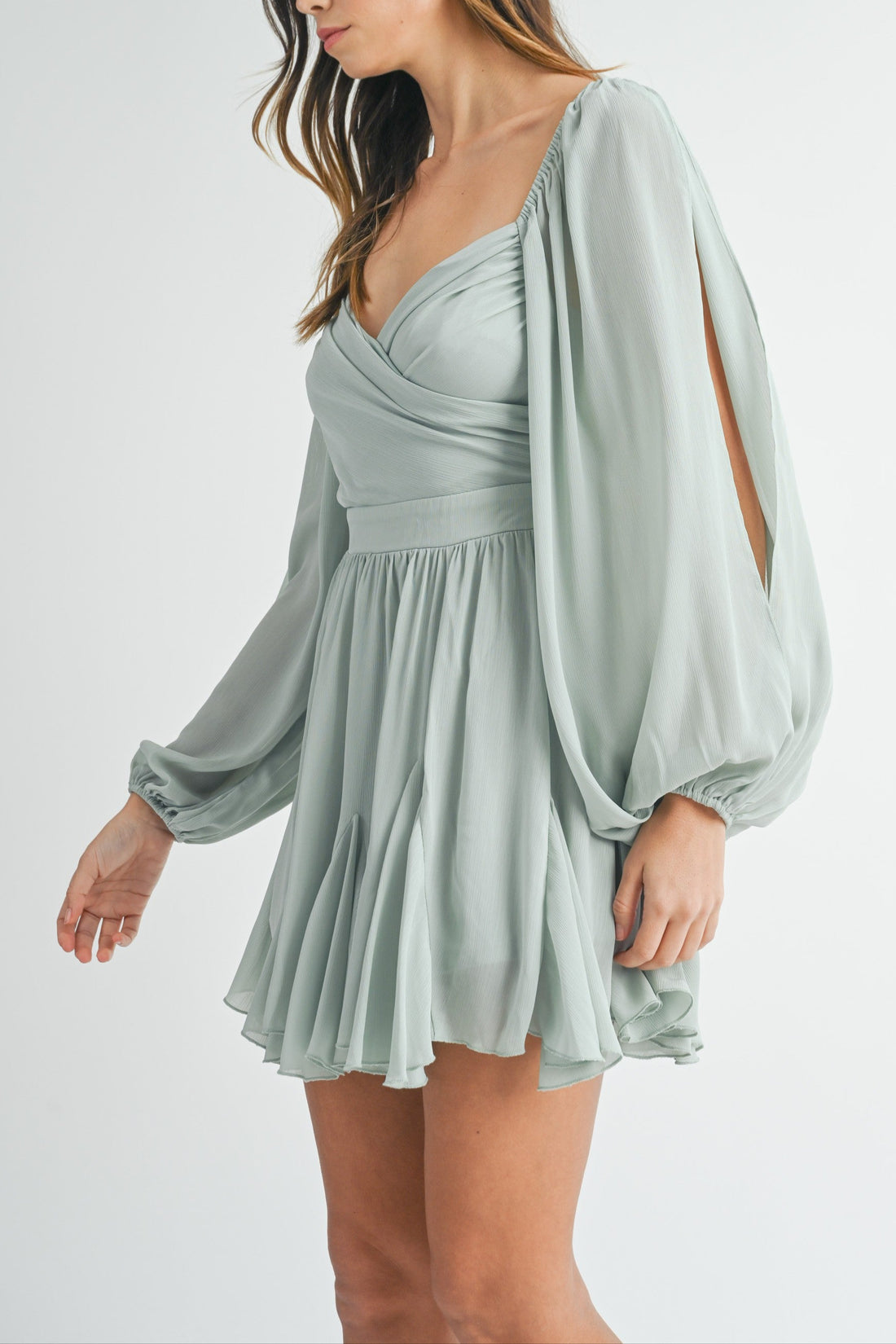 Back Lace Up Ruffle Mini Dress