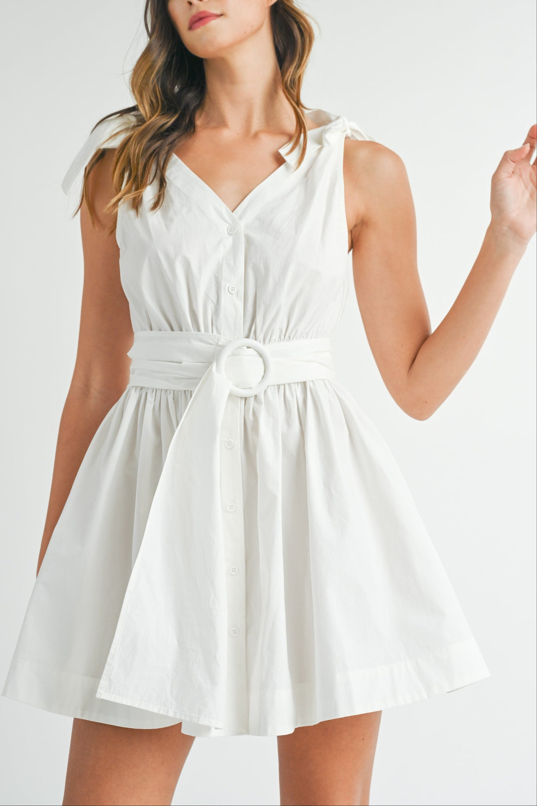 Sleeveless Shoulder Tie Mini Dress