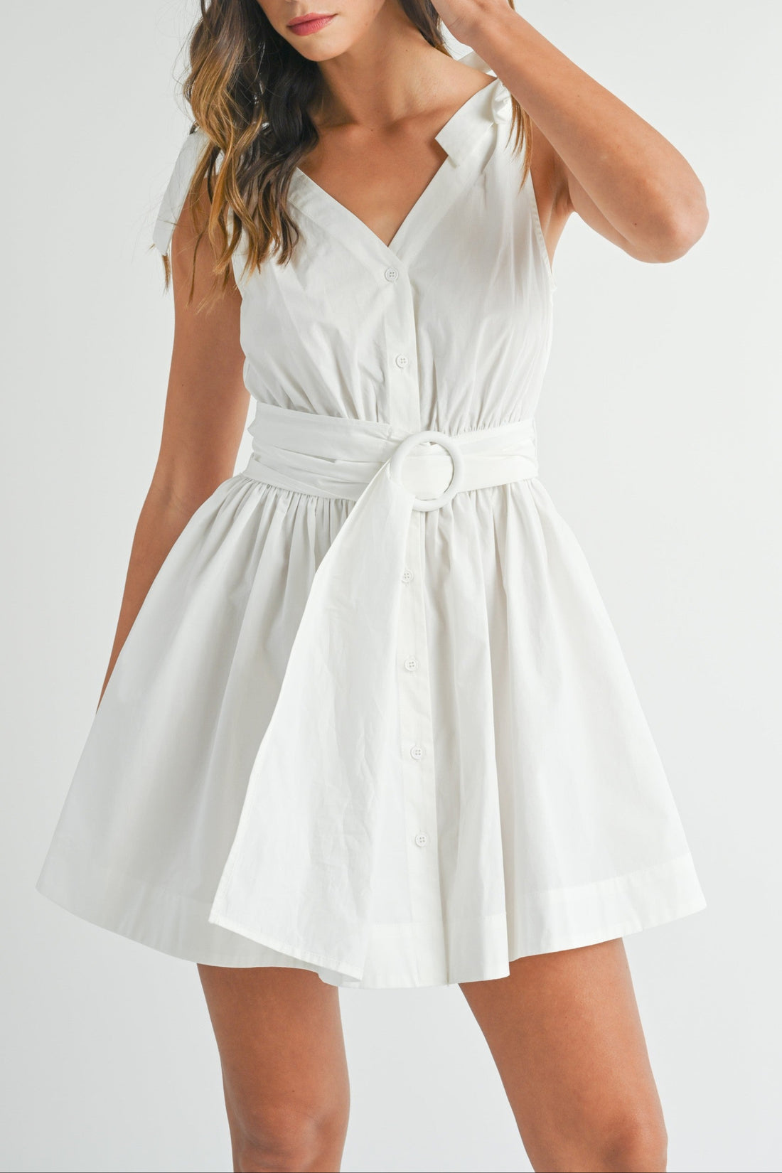 Sleeveless Shoulder Tie Mini Dress