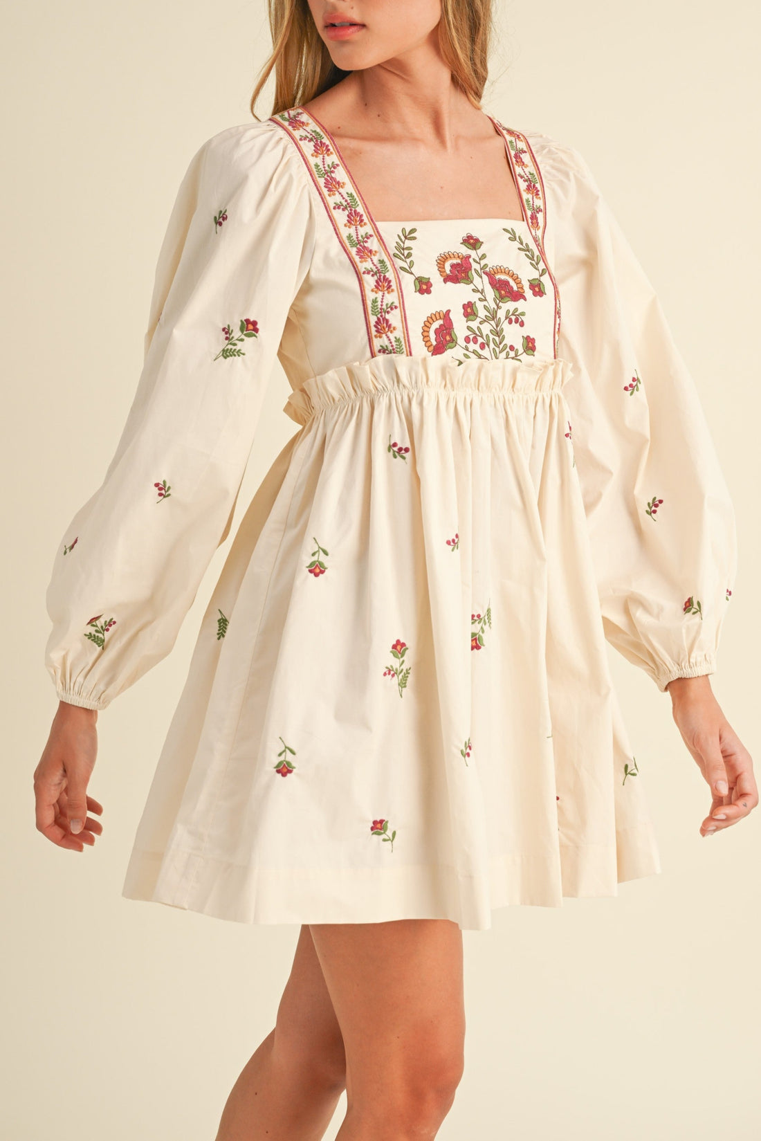 Floral Embroidered Babydoll Dress