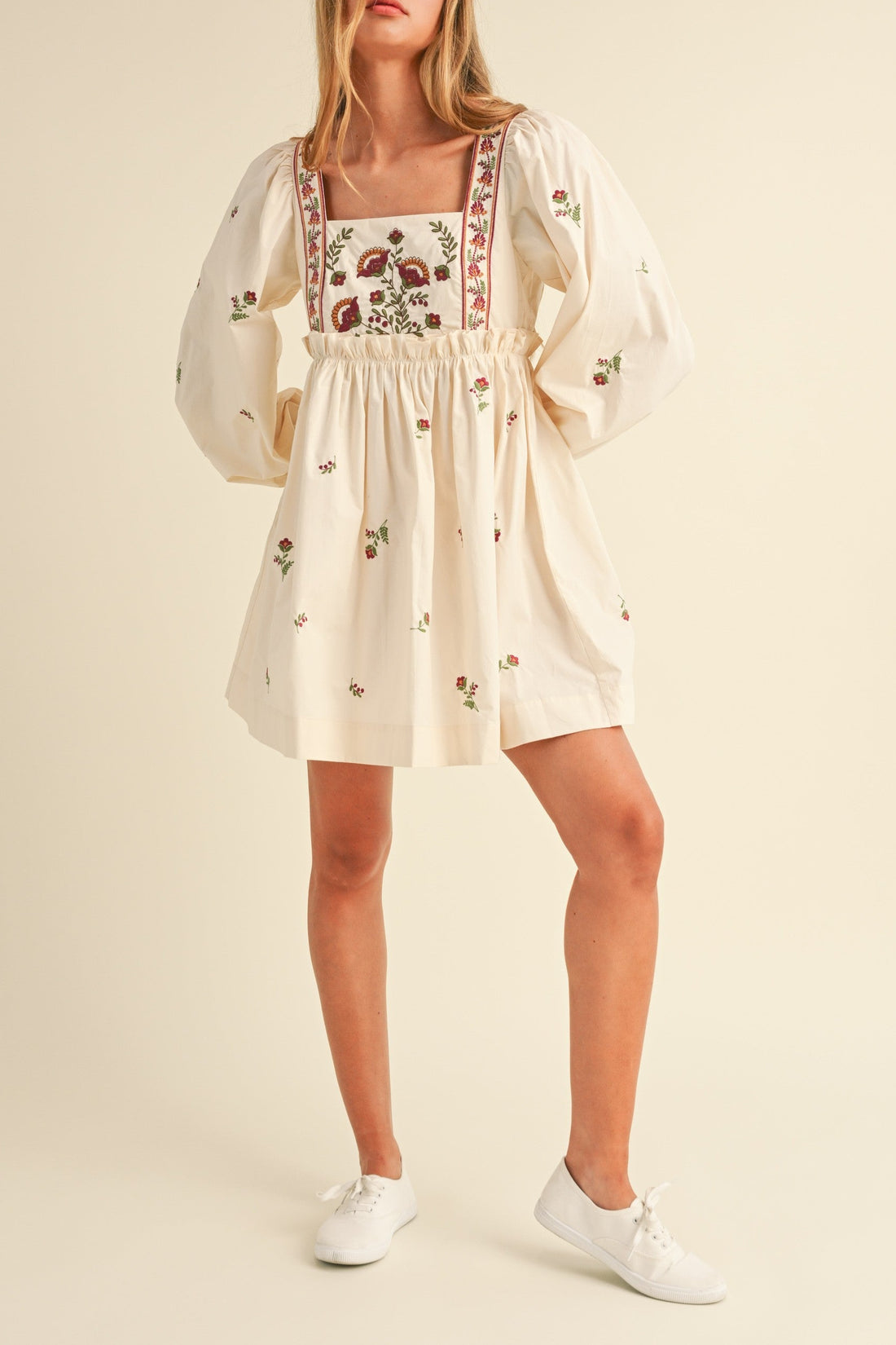 Floral Embroidered Babydoll Dress