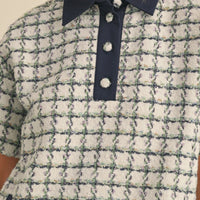 Collared Plaid Tweed Mini Dress