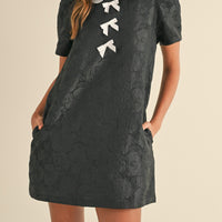 Floral Jacquard Peter Pan Collared Mini Dress