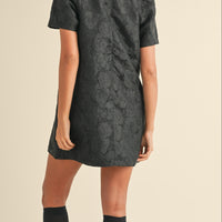 Floral Jacquard Peter Pan Collared Mini Dress