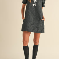 Floral Jacquard Peter Pan Collared Mini Dress