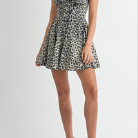 Leopard Bustier Lace Up Mini Dress