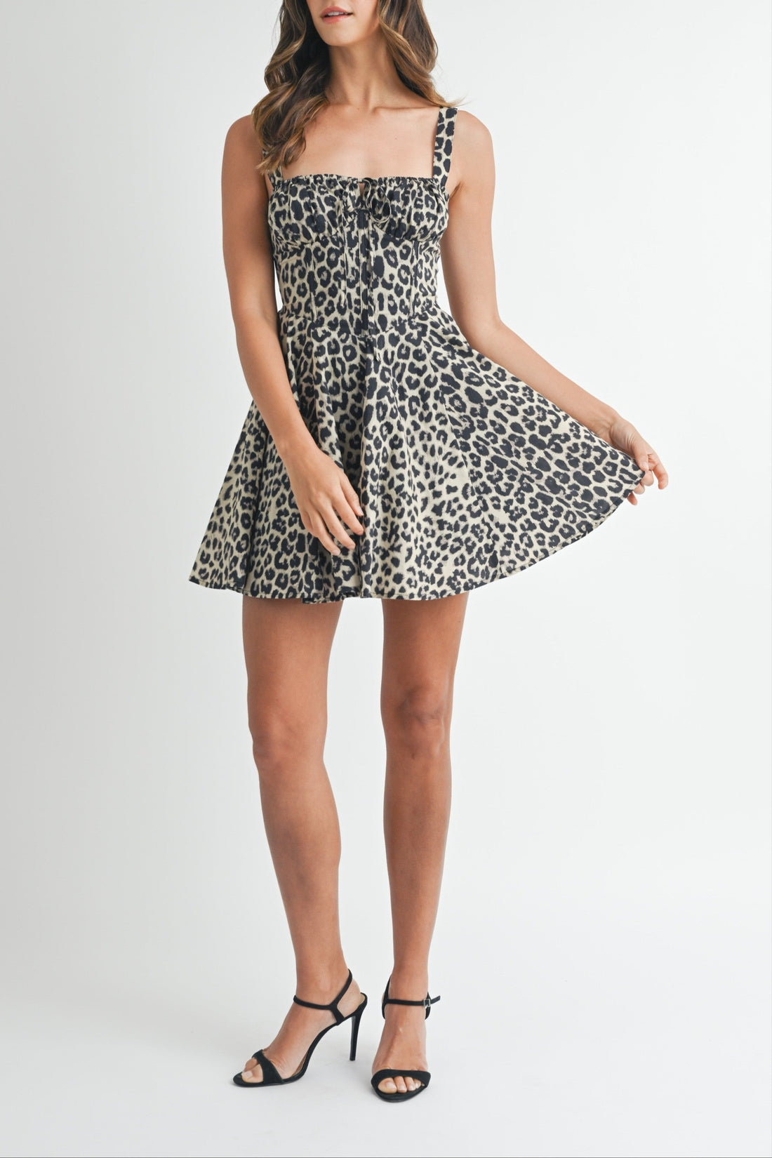 Leopard Bustier Lace Up Mini Dress