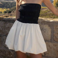 Two-Tone Strapless Bubble Mini Dress | Angenoirapparel