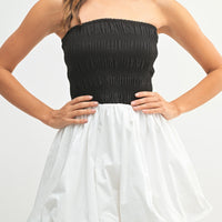 Two-Tone Strapless Bubble Mini Dress | Angenoirapparel
