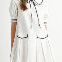 Peter Pan Collar Pleated Mini Dress
