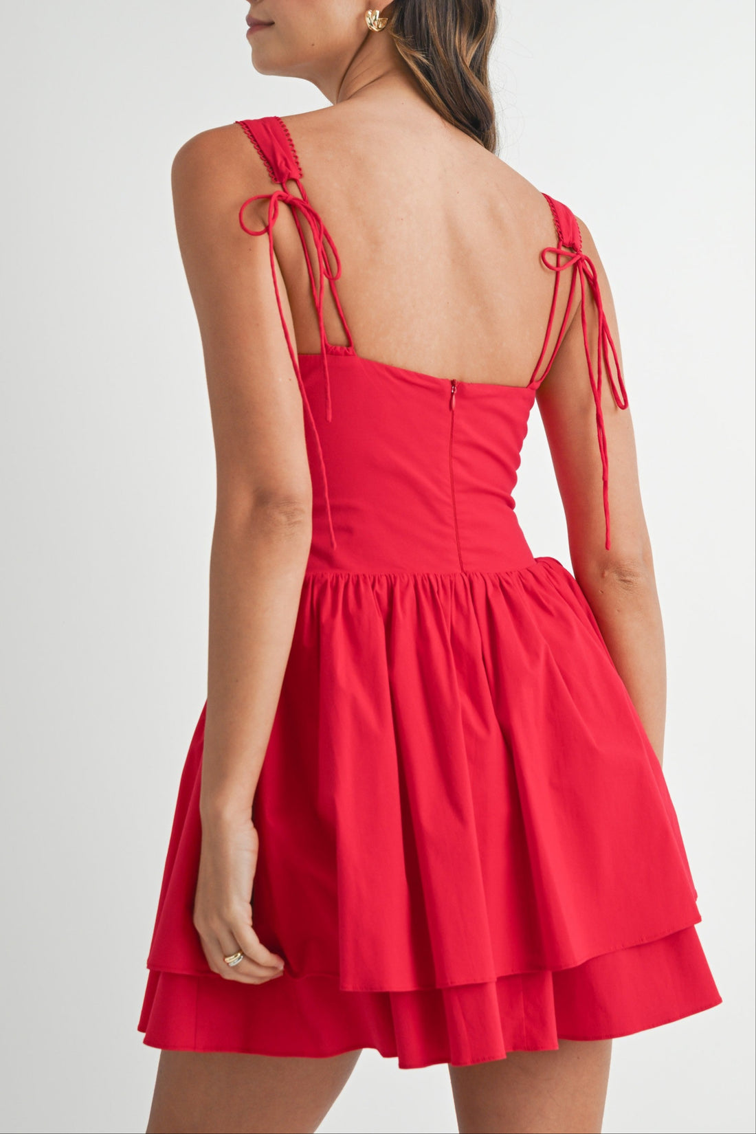 Red Lovely Lace Up Corset Mini Dress