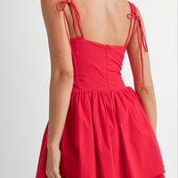 Red Lovely Lace Up Corset Mini Dress