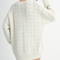 Bow Detail Cable Knit Oversized Sweater MIni Dress