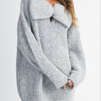 Bow Detail Cable Knit Oversized Sweater MIni Dress