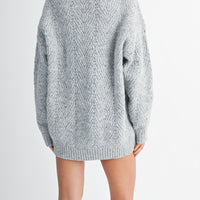 Bow Detail Cable Knit Oversized Sweater MIni Dress