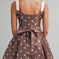 Polka Dot Satin Mini Dress with Bow Straps