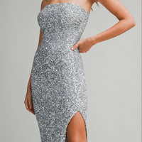 Sequin Strapless Bodycon Midi Dress