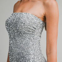 Sequin Strapless Bodycon Midi Dress
