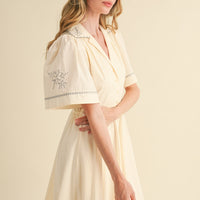 Embroidery Floral Button Down Maxi Dress