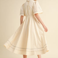 Embroidery Floral Button Down Maxi Dress