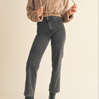 Faux Fur Hoodie Crop Jacket