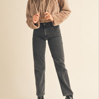 Faux Fur Hoodie Crop Jacket