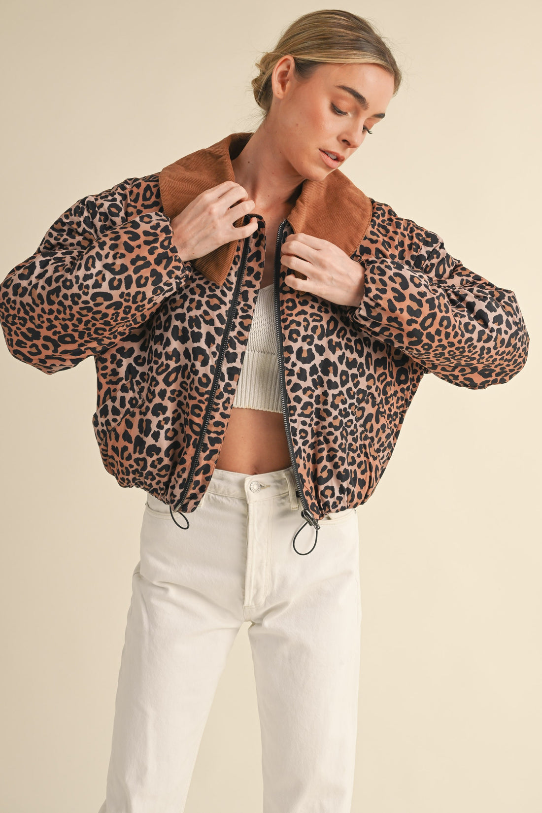Leopard Printed Cute Collard Jacket