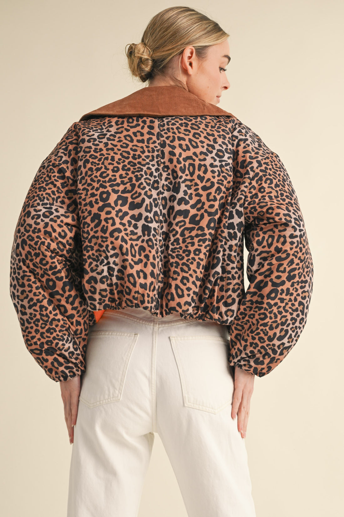 Leopard Printed Cute Collard Jacket