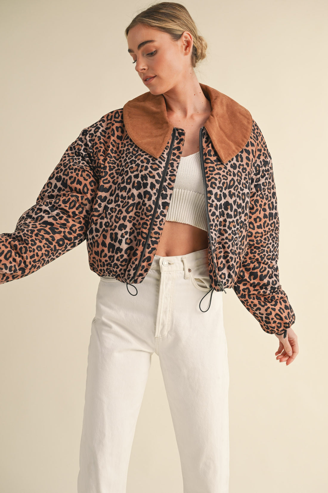 Leopard Printed Cute Collard Jacket