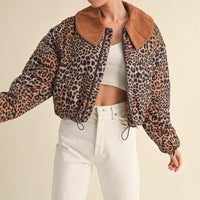 Leopard Printed Cute Collard Jacket