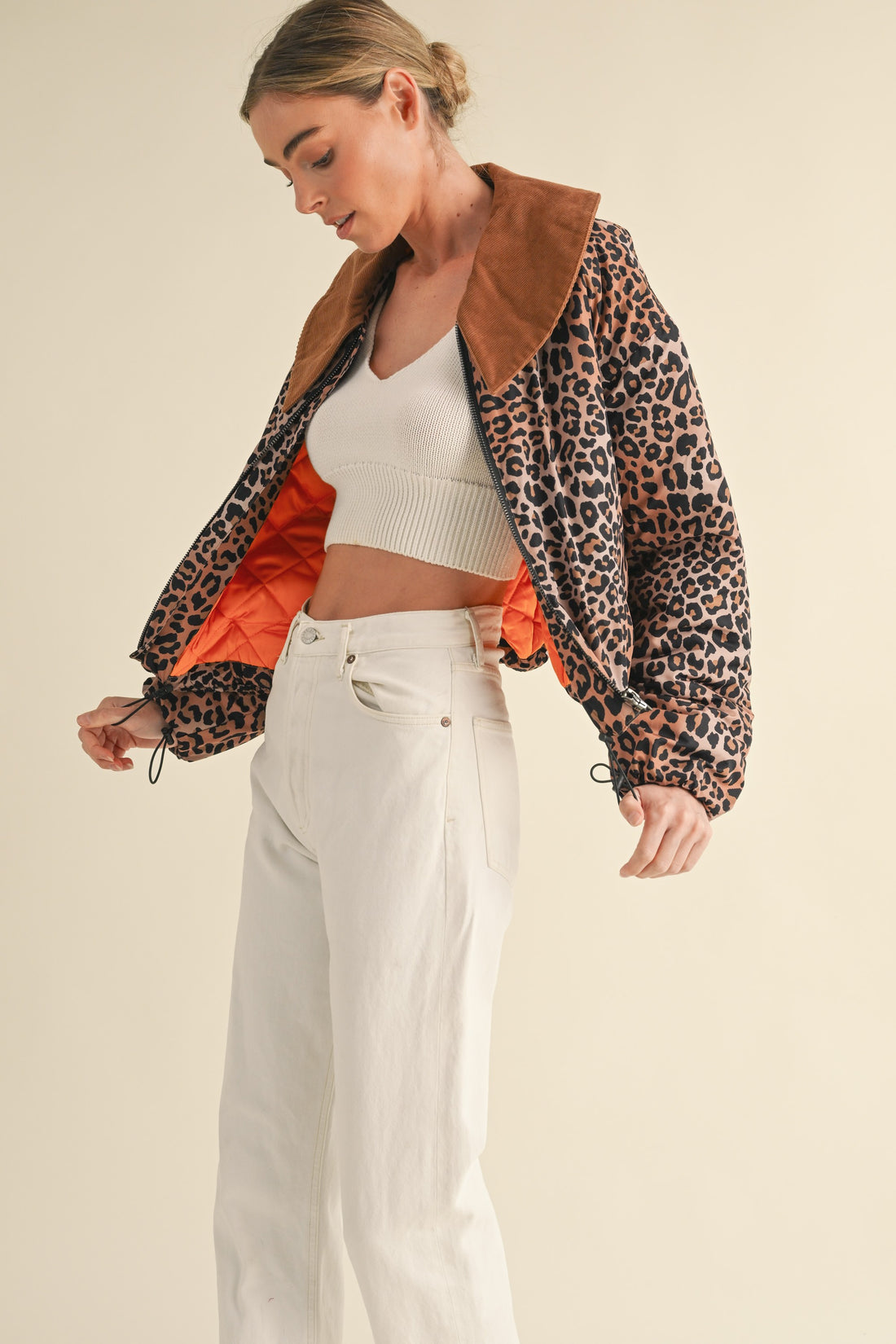 Leopard Printed Cute Collard Jacket