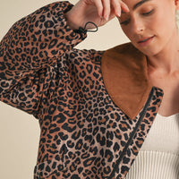 Leopard Printed Cute Collard Jacket
