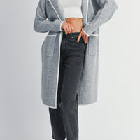 Contrast Trim Knit Lapel Open Cardigan