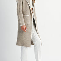 Contrast Trim Knit Lapel Open Cardigan